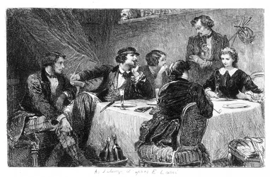 Eugène Lami illusztrációja Alfred de Musset „Mimi de Pinson”-járól
