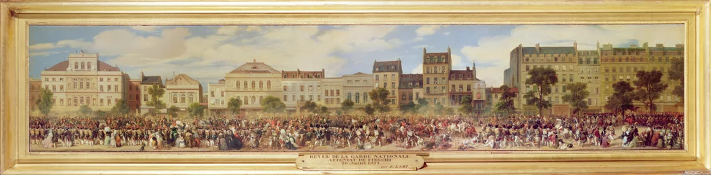 A nemzetőrség áttekintése, Fieschi támadása, 1835. július 28