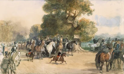 Jelenet a Hyde Parkban, 1850-es évek.