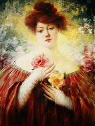 Lány rózsákkal, 1900 körül (olaj, vászon)