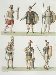 Római katonák, részlet A Nemzetek története I. részének 2. táblájáról, 5. osztály, Buttazon aquatint metszett lásd még: 93289