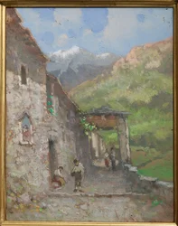 Alpine Village (olaj és tempera kartonon)