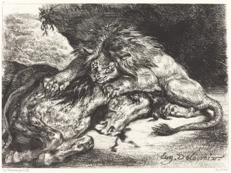 Oroszlán felfal egy lovat Oroszlán felfal egy lovat, 1844.