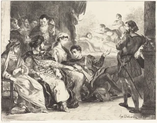Hamlet apja mérgezését játszó játékosok III. felvonás, II. jelenet, 1835.