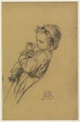 Stéphania Maria Anna Isabella de Block-Loor portréja babával állva