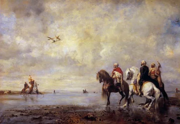 A gém vadászik arab lovasok, akik gémre vadásznak. Eugene Fromentin (1820-1876) festménye 1865 V. 0,99x1,42 m Chantilly, Musee Conde