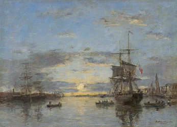Németül: Le Havre. A külső kikötő napnyugtakor Le Havre: A külső kikötő napnyugtakor