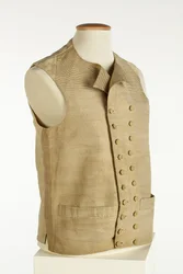 Szövött selyemmellény finom arany, krém és narancssárga csíkokkal, 1780-90 körül (selyem)