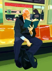 Blue Book, Bald Man, F Train, 2019 (kézzel rajzolva iPad-en Apple ceruzával)