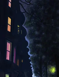 Building Tops At Night, Brooklyn (digitális művészet)