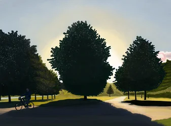 Kerékpáros, Hajnal, Hyde Park (digitális művészet)