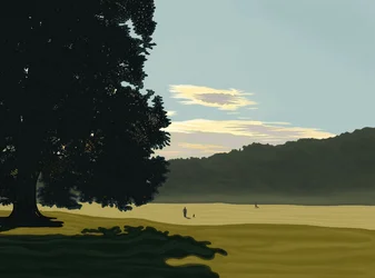 Reggeli köd, Prospect Park, Brooklyn (digitális művészet)
