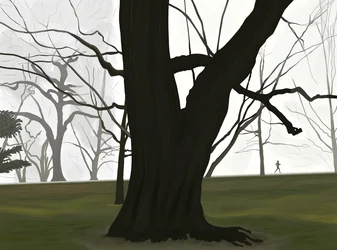 Fa és kocogó. Kora reggel. Prospect park (digitális művészet)