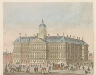 Királyi palota a Dam téren, 1810-1813 körül Vue du Palais Roijal, et de la Place le Dam (cím a tárgyon)