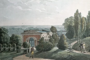 A melegház a Jardin des Plantes-ban, Párizs (akvatinta)