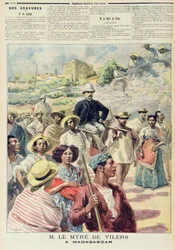 M. le Myre de Vilers Madagaszkáron, illusztráció a „Le Petit Journal”-ból, 1894. október 22. (színes metszet)