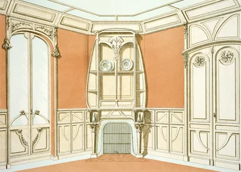 Ebédlő belső kialakítása, illusztráció a Menuiserie dArt Nouveau-ból, megjelent 1900 körül