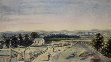 Kilátás a hídról a vasútállomáson, Lingfield, Surrey, Crowhurst felé néz