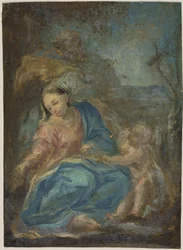 Pihenés az egyiptomi repülésen (recto); Rózsafüzér Madonna (verso)