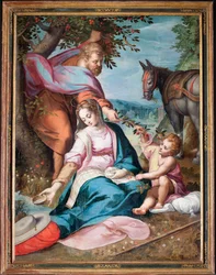 Plébániai múzeum. Festmény. A szent család pihen, miközben Egyiptomba repül. Olajfestmény. F. Barocci