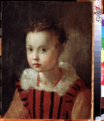 ""Egy kislány portréja"" Gazdagon öltözött gyermek. Federico Fiori Barocci vagy Baroccio festménye (1535-1612 körül) Regionális Deineka Művészeti Galéria, Kurszk Oroszország
