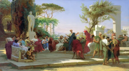 Horatius szatíráit olvassa Maecenashoz, 1863 (olaj, karton)