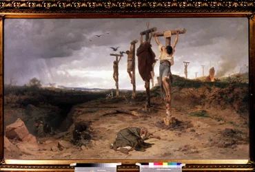 Az átkozott mező, kivégzőhely az ókori Római Birodalomban. Feodor Andrejevics Bronnikov (1827-1902) festménye, olaj, vászon