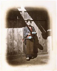 Egy teázó pincérnő, 1868 körül