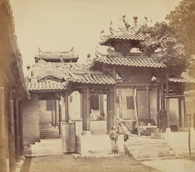 A kantoni Five Genii templom bejárata, 1860. április
