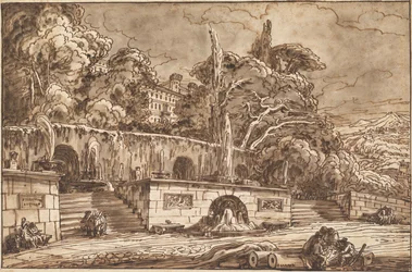 Tájképi capriccio a tivoli Villa d