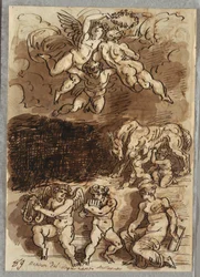 Három Putti Garlanddal; Romulus és Remus szoptat a She-Wolfból; Két Putti játszó cintányér