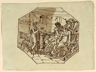 Vergilius felolvassa Marcellus laudációját Lucretiának és Augustusnak, Palazzo Cavina, Faenza