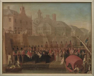 Genova. VII. Pius pápa látogatása a szabadkikötőben 1815. május 5-én.