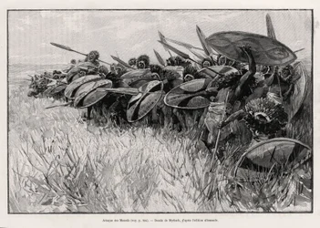 A Massais-támadás. Myrbach metszet az „Au secours d