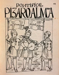 Francisco Pizarro és Diego de Almagro hadnagy portréi a perui expedíció előtt (tusrajz