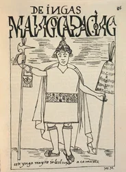 Manco Capac, a Cusco Királyság legendás inka alapítója és az inka mitológia egy alakjának ábrázolása (tusrajz