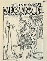 Láma feláldozása egy inka rítus alkalmából (Tintarajz, 1587 körül)