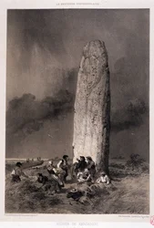 Parasztok a Kergadiou (Finistere) menhir körül - a „” La Bretagne contemporaine”-ban”, ill. Felix Benoist, szerk. Charpentier, Párizs