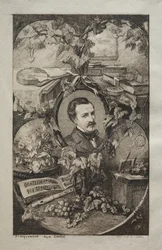 Címlap a "Champfleury új műveihez, A természet barátai:" Champfleury portréja, Gustave Courbet nyomán