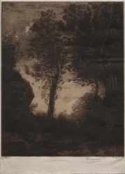 Táj: Naplemente, Corot után