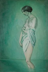 Fürdős profilban, zöld és rózsaszín hatása, 1918