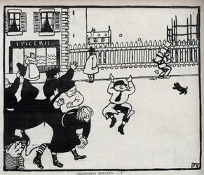 Aranyos gyerekek! (Felix Vallotton (1865-1925) rajza az 1898-as "Le rire" című művében - Magántulajdon.