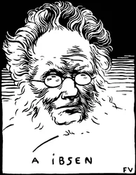 Henrik (Henri) Johan Ibsen (1828-1906) norvég drámaíró portréja. Metszet: Felix Edouard Vallotton (1865-1925)