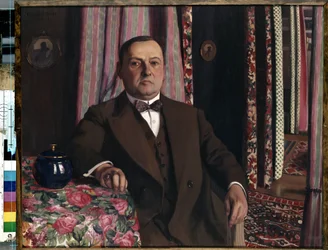 ""Georgy Emmanuilovich Haasen műgyűjtő portréja"" Felix Vallotton (1865-1925) festménye, 1913 Nabis Méret: 81,7x100,5 cm Ermitázs Múzeum, Szentpétervár, Oroszország.