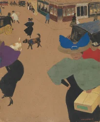 Utcai jelenet Párizsban (Coin de rue à Paris), 1895 (gouache és olaj, karton)