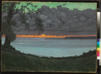 Naplemente a kegyelem, narancs és zöld égbolt