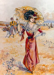 Az elegáns a tengerparton. Felix Fournery festménye (1865-1938)