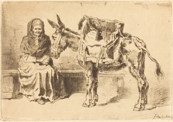 Cacoletière Assise ülő nő és szamár, 1875.