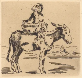 Cacoletière à la Tour Woman Riding a Ass közelében torony.