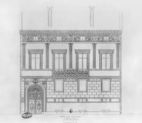 Hotel de Pourtales, homlokzat, 1850